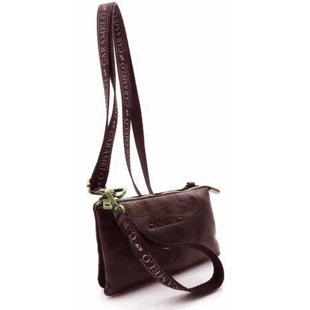 BOLSITO PIEL BANDOLERA 2 COMPARTIMENTOS VEGETAL MARRON | CARAMELO | 1 UNIDAD | 82213220