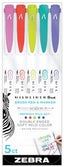 Rotulador Zebra Mildliner Doble Punta Pincel Refresh 5 Colo | Zebra Pen | Pack 1 Unidades