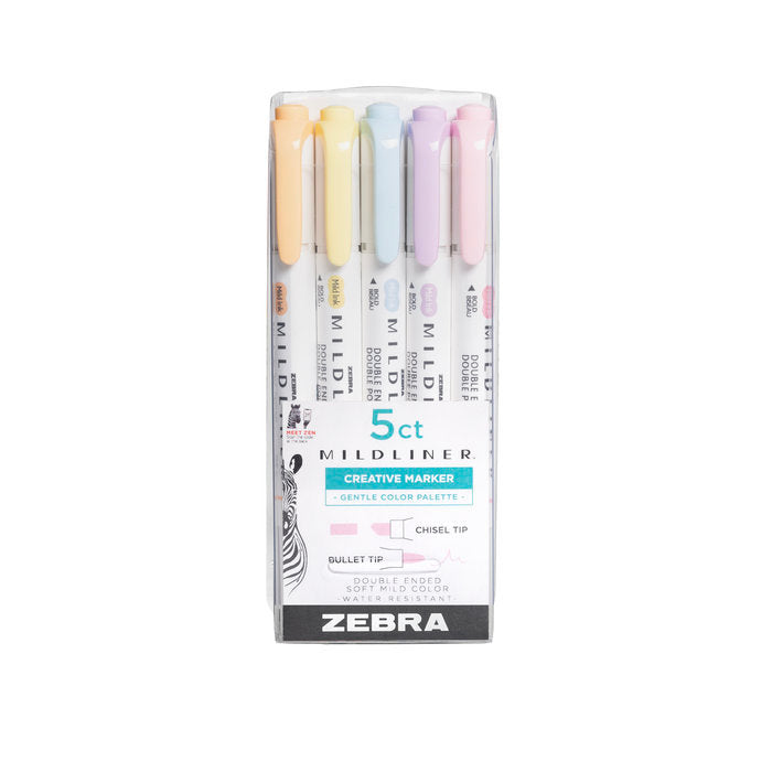 Rotulador Mildliner Doble Punta Gentle 5 Colores Surtidos | Zebra Pen | Pack 1 Unidades