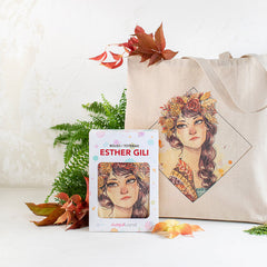 BOLSA DE TELA ESTHER GILI FLORES EN LA CABEZA ALGODON 100% | CUQUILAND