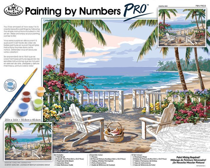 TABLILLA ENTELADA PINTAR POR NUMEROS PRO PLAYA | 1 UNIDADES | (MICHEL PAPELES ESPECIALES)