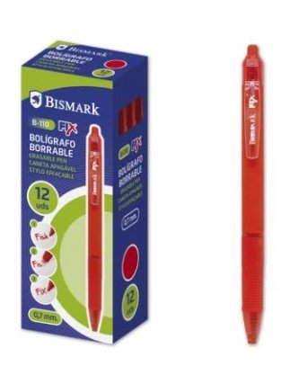 BOLIGRAFO BORRABLE BISMARK CON CLIP ROJO 12U | 12 UNIDADES | (POESSA BISMARK BASICO)