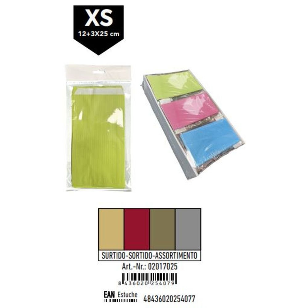 SOBRE KRAFT SURTIDOS XS LISO ROJO ORO PLATA PAQUETE 12U | 432 UNIDADES | (ANDINA)