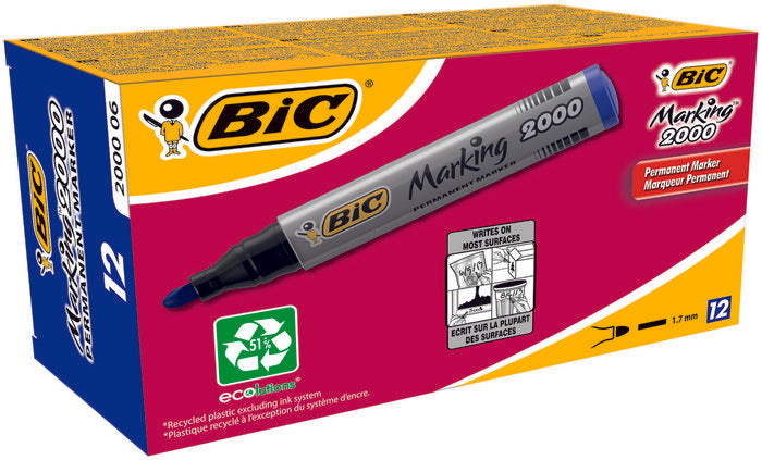 Rotulador Bic 2000 Permanente Conico Azul Ecolutions | Bic | Pack 12 Unidades