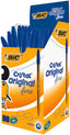 ✅ BOLIGRAFO BIC CRISTAL FINE AZUL NARANJA TRANSPARENTE - CAJA DE 50 UNIDADES