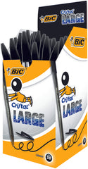 ✅ BOLIGRAFO BIC CRISTAL LARGE 1.6 NEGRO - CAJA DE 50 UNIDADES