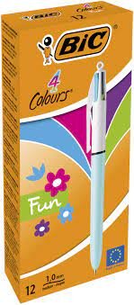 BOLIGRAFO BIC 4 COLORES FUN AZUL PASTEL | 12 UNIDADES | (BIC)