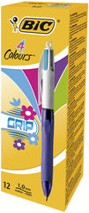 BOLIGRAFO BIC 4 COLORES GRIP FASH | 12 UNIDADES | (BIC)