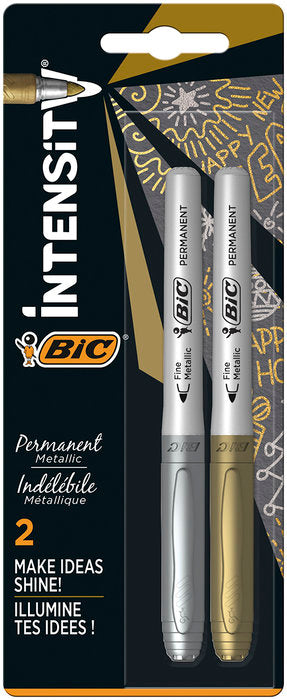 Rotulador Bic Intensity Permanente Blister 2 Uds Oro Y Plat | Bic | Pack 1 Unidades