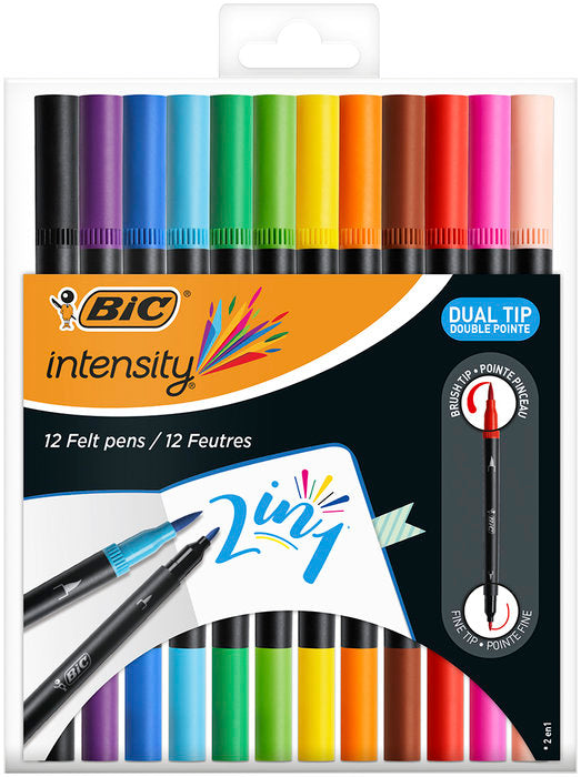 Rotulador Bic Intensity Doble Punta Pincel 12 Colores Surtid | Bic | Pack 1 Unidades