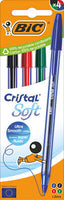 Blister 4 Bolígrafos Bic Cristal Soft Colores Surtidos