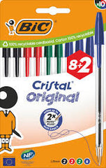 BOLIGRAFO BIC CRISTAL MEDIO CJA 8+2 UDS SURTIDOS | 1 UNIDADES | (BIC)