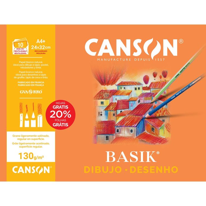 MINIPACK A4+ DIBUJO BASIK 130GRS CON RECUADRO 20%H GRATIS | 1 UNIDADES | (GUARRO & CANSON)