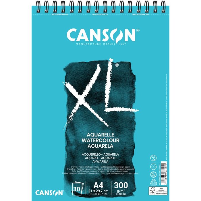Bloc Espiral Estándar Liso 30H 90g | Guarro & Canson | Cartón | Formato Estándar | Pack 5 Unidades