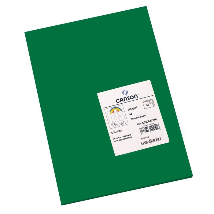 CARTULINA GUARRO IRIS A3 185G 50H VERDE AMAZONAS | 50 UNIDADES | (GUARRO & CANSON)