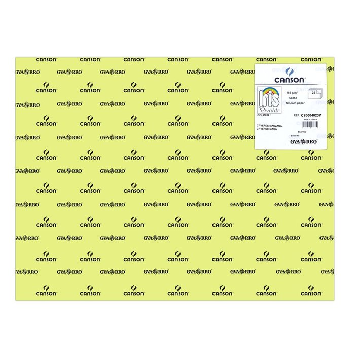 CARTULINA GUARRO 50X65 185GRS IRIS VERDE MANZANA | 25 UNIDADES | (GUARRO & CANSON)