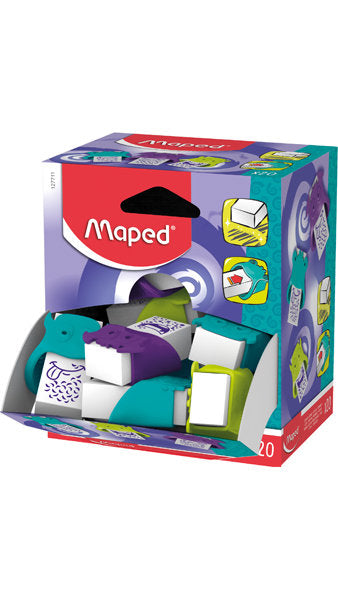 EXPOSITOR 20 GOMAS MAPED MONSTRUOS COLORES SURTIDOS | 20 UNIDADES | (MAPED)