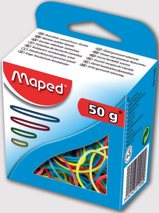GOMAS ELASTICAS MAPED 50 GRS COLORES Y TAMAÑOS SURTIDOS | 1 UNIDADES | (MAPED)