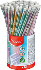 BOTE 72 LAPIZ GRAFITO MAPED HB PLASTICO GLITTER CON GOMA | 72 UNIDADES | (MAPED)