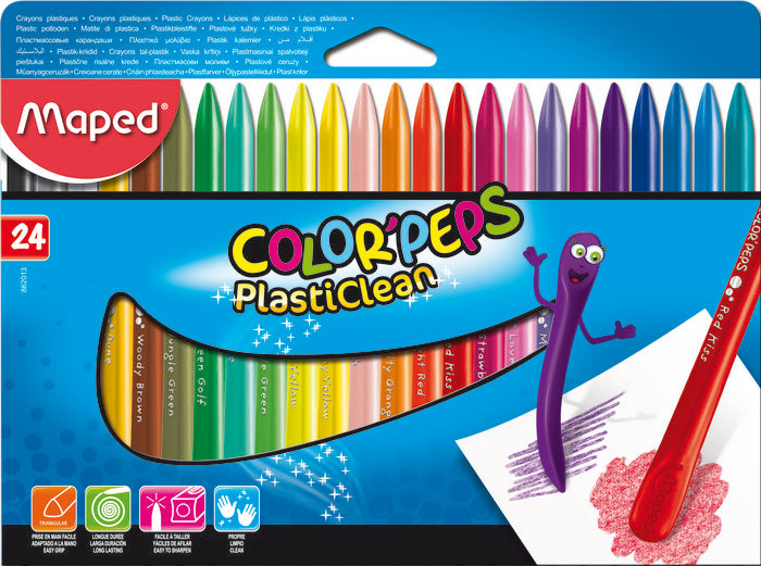 CERA MAPED COLORPEPS PLASTICLEAN 24 COLORES SURTIDOS | 1 UNIDADES | (MAPED)