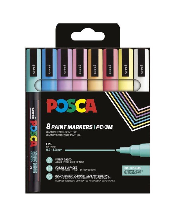 Rotulador Uni Posca Pc-3M 8 Colores Suaves | Posca | Pack 1 Unidades