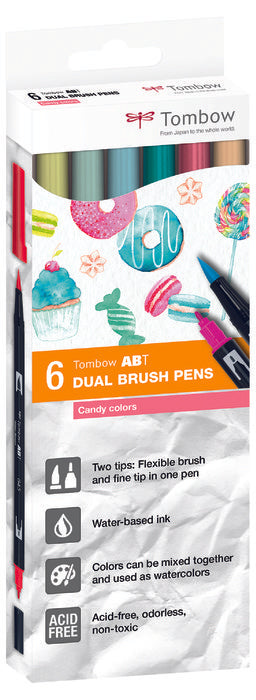 Rotulador Tombow Dual Brush Set 6 Colores Candy Caja Carton | Tombow | Pack 1 Unidades