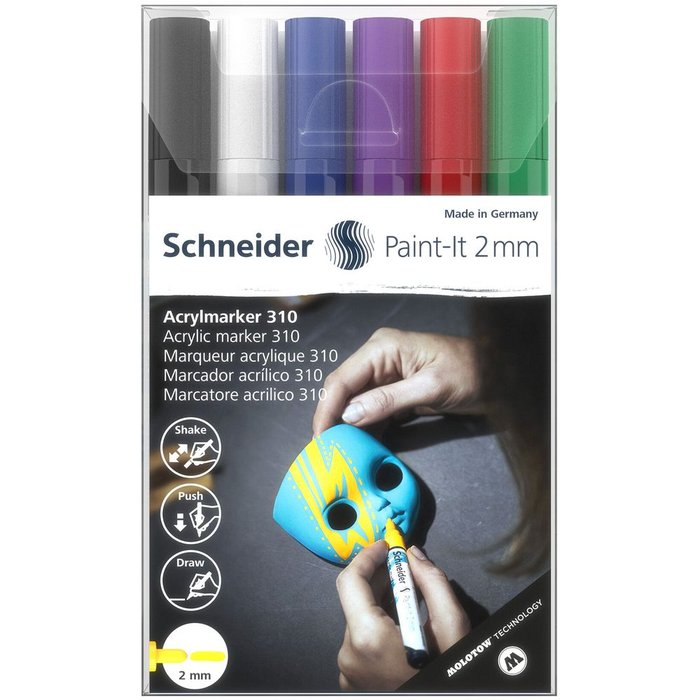 Rotulador Schneider Paint-It 310 Estuche 6 Colores Surtidos | Schneider | Pack 1 Unidades