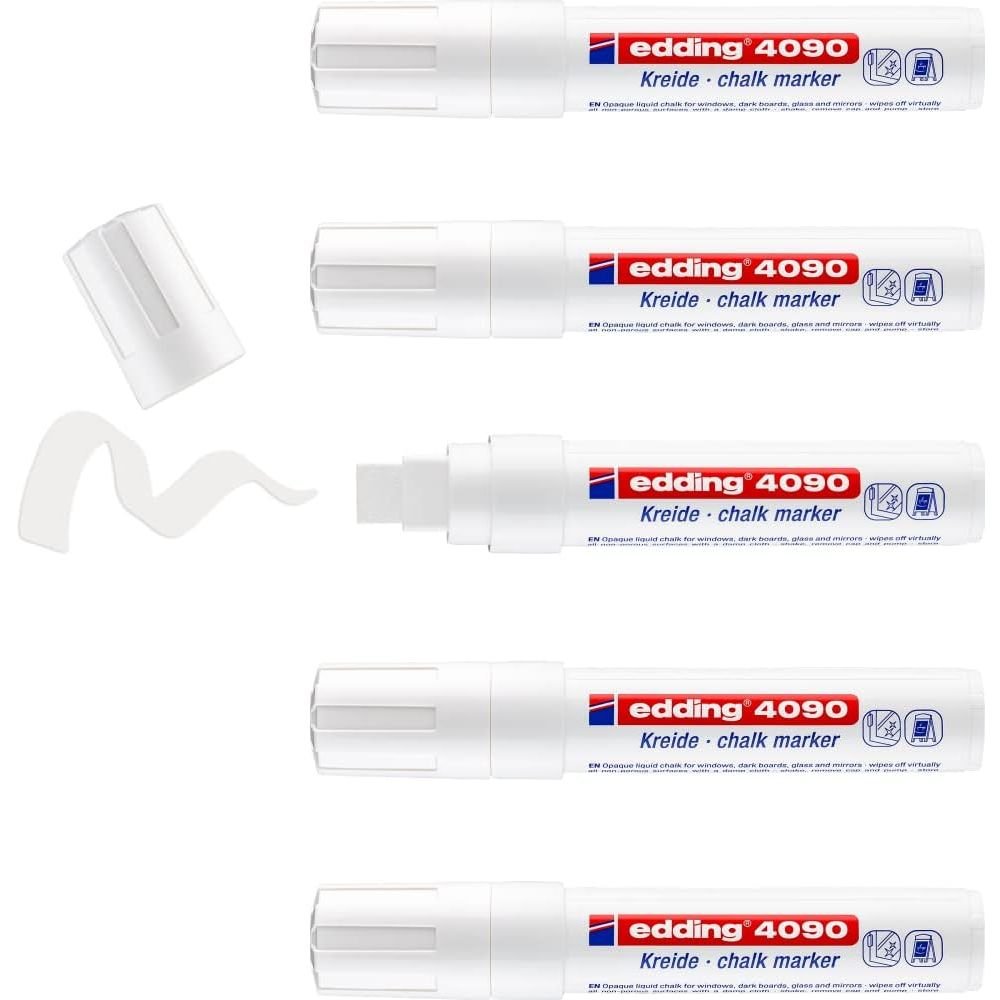 Rotulador Edding 4090 Tiza Liquida 15Mm Blanco | Edding | Pack 5 Unidades