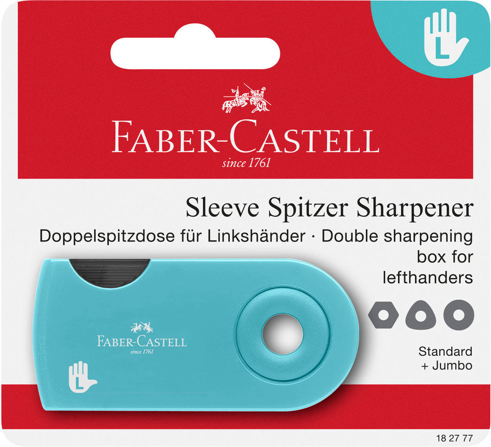 BLISTER AFILALAPIZ DOBLE SLEEVE TURQUESA ZURDOS | 5 UNIDADES | (FABER CASTELL)