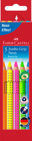 LAPIZ JUMBO GRIP NEON 5 COLORES SURTIDOS | FABER CASTELL