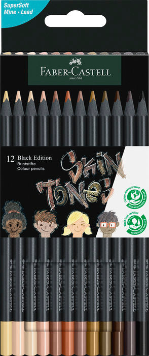 LAPIZ FABER CASTELL BLACK EDITION 12 COLORES TONOS PIEL | 1 UNIDADES | (FABER CASTELL)