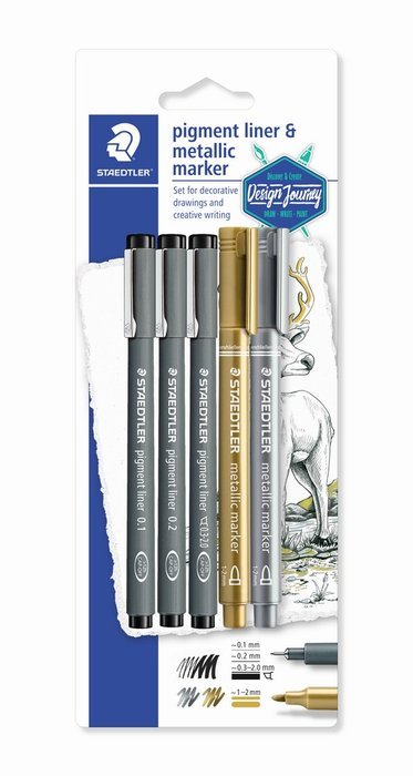 Rotuladores Calibrados Pigment Liner Metallic Marker 3 Uds | Staedtler | Pack 1 Unidades