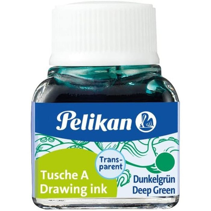 TINTA CHINA PELIKAN 523 10ML Nº 7 VERDE OSCURO | 10 UNIDADES | (PELIKAN, S,A,)