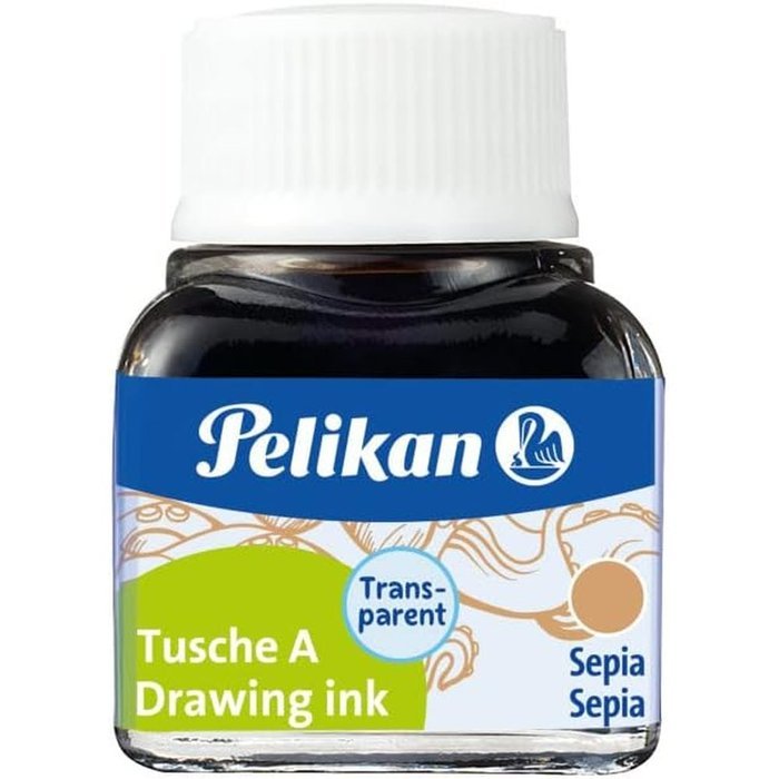 TINTA CHINA PELIKAN 523 10ML Nº 15 SEPIA | 10 UNIDADES | (PELIKAN, S,A,)