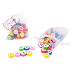 EXPOSITOR 12 BOLSITA CON GOMAS LETRAS ALFABETO | 12 UNIDADES | (TRENDHAUS)