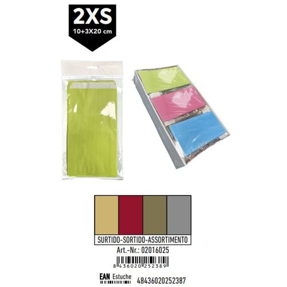 SOBRE KRAFT SURTIDOS 2XS LISO ROJO ORO PLATA PAQUETE 12U | 576 UNIDADES | (ANDINA)