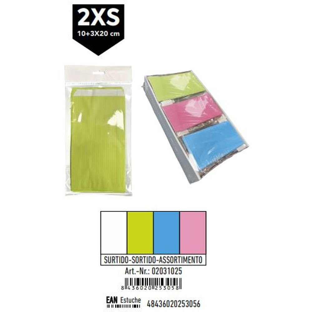 SOBRE KRAFT SURTIDOS 2XS BLANCO PISTACHO CELESTE ROSA 12U | 576 UNIDADES | (ANDINA)
