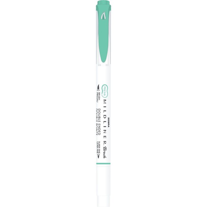 Rotulador Zebra Mildliner Doble Punta Pincel Verde Agua | Zebra Pen | Pack 10 Unidades