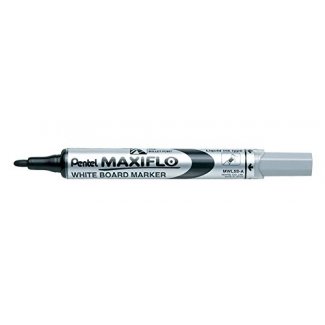Rotulador Maxiflo Para Pizarra Blanca De Punta Media Negro | Pentel | Pack 12 Unidades