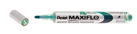 Rotulador Maxiflo Para Pizarra Blanca De Punta Media Verde | Pentel | Pack 12 Unidades