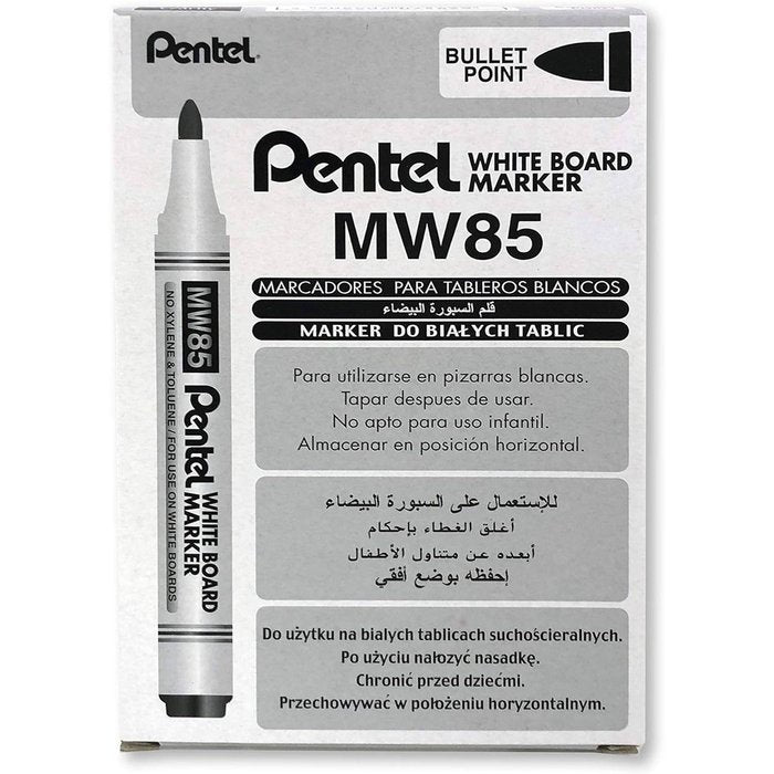 Rotulador Maxiflo Para Pizarra Blanca Trazo Fino Negro | Pentel | Pack 12 Unidades