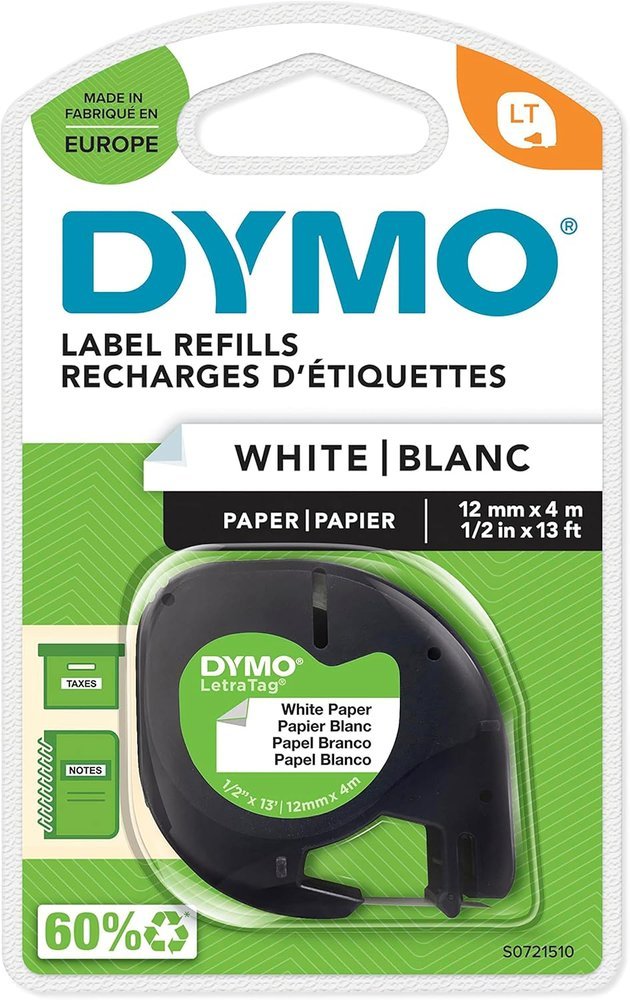 CINTA DYMO TAG 12MM PAPEL BLANCO | 1 UNIDADES | (DYMO)
