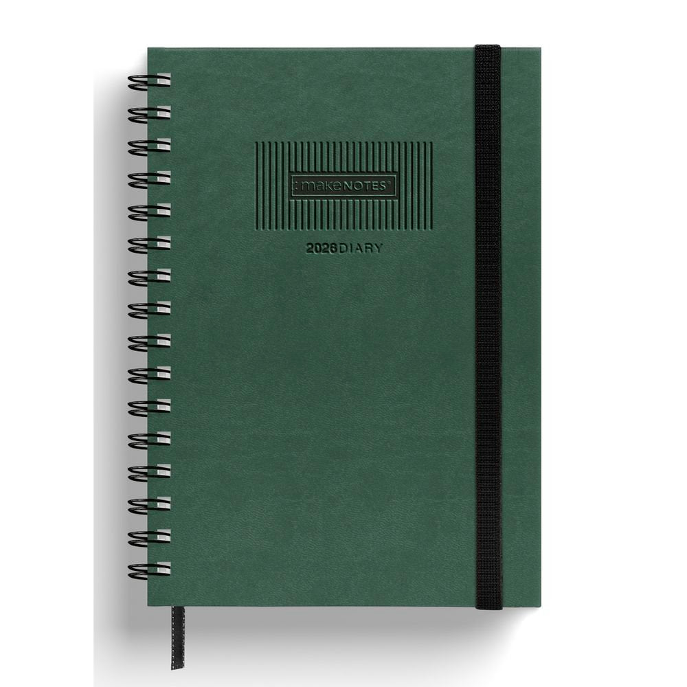 AGENDA SEMANAL A5 ESPIRAL DOBLE NEGRA 12 MESES COLOUR GREEN | MAKENOTES