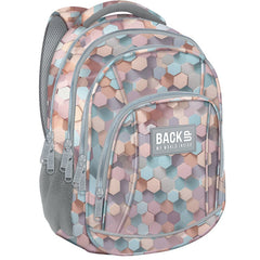 MOCHILA ESCOLAR TRIPLE BACK UP HEXAGONOS COLOR PASTEL | DERFORM