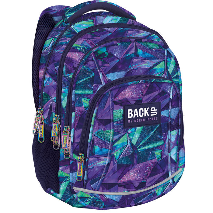 MOCHILA ESCOLAR TRIPLE BACK UP GEOMETRIC PURPLE | DERFORM