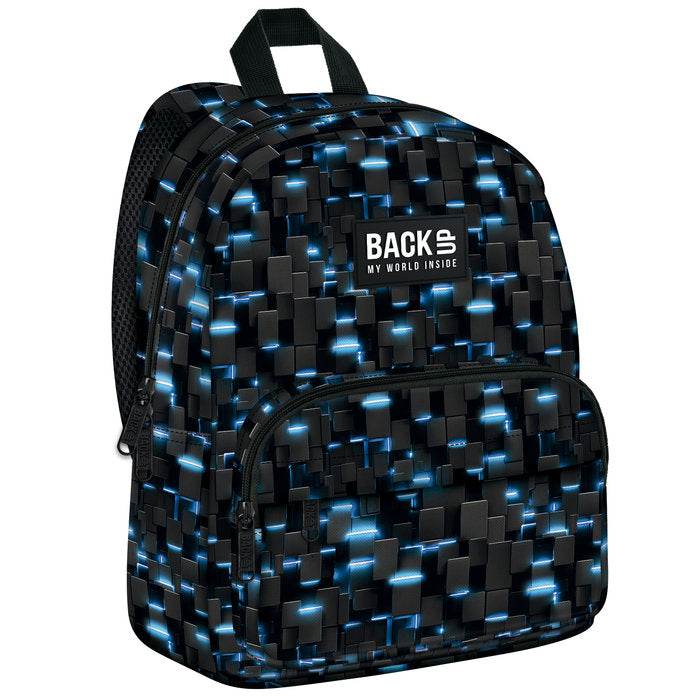 MOCHILA ESCOLAR CON BOLSILLO BACK UP BLOQUES NEON | DERFORM