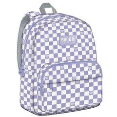 MOCHILA ESCOLAR CON BOLSILLO CUADRADOS Y CORAZONES | DERFORM