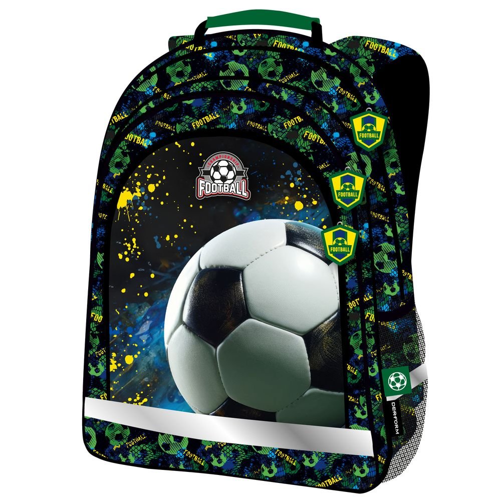 MOCHILA INFANTIL 38X28 DOBLE FOOTBALL NEON | DERFORM