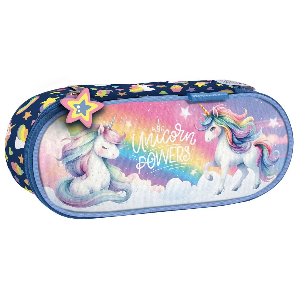ESTUCHE OVALADO CON ORGANIZADOR UNICORNIO ARCOIRIS | DERFORM
