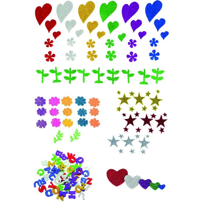 FIGURAS GOMA EVA CON PURPURINA 1,8MM 78 UNID LETRAS | 1 UNIDADES | (PRODUCTOS SMART)